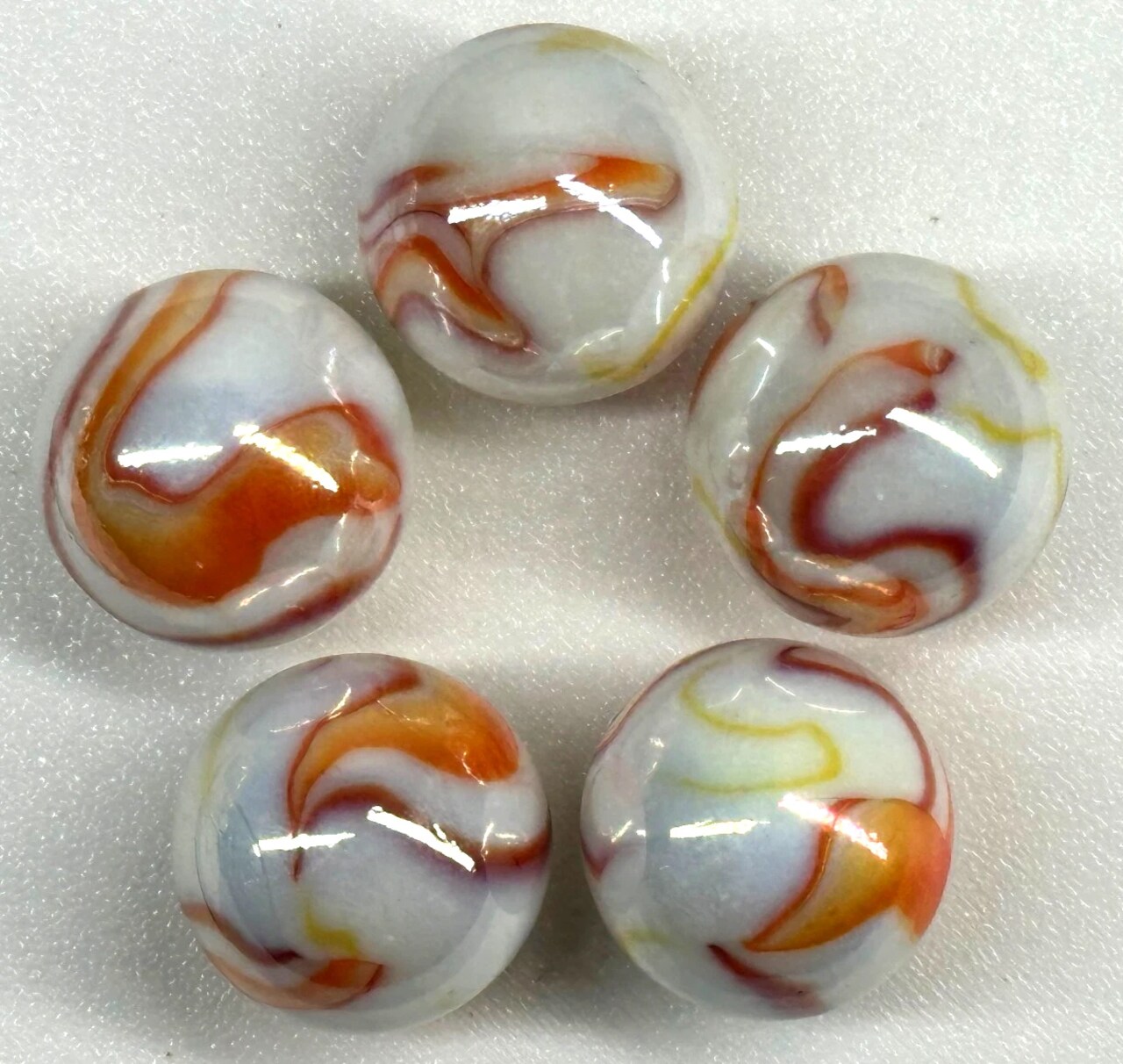 GELATO White/Orange/Yellow Glass Marbles 25mm (1 inch) SHOOTER Taw Lot
